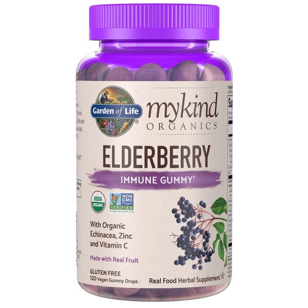 Garden of Life: Mykind Organics Elderberry, Real Fruit - 120 vegan gummy drops