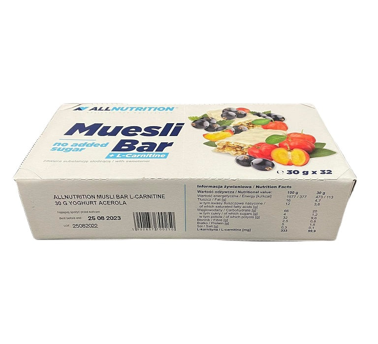 Allnutrition: Muesli Bar + L-Carnitine, Yoghurt & Acerola - 32 bars