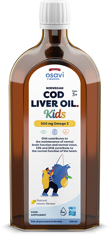 Osavi: Norwegian Cod Liver Oil Kids, 500mg Omega 3 (Lemon) - 500 ml.