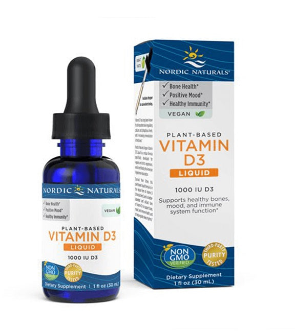 Nordic Naturals: Plant-Based Vitamin D3 Liquid, 1000 IU Apple - 30 ml.