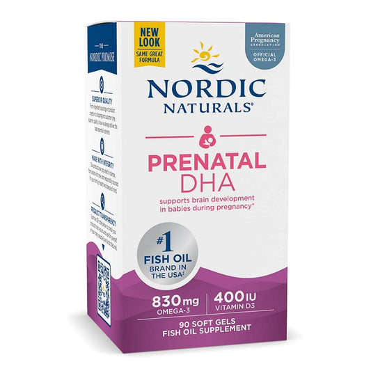 Nordic Naturals: Prenatal DHA, 830mg Omega-3 + 400 IU D3 Unflavored (EAN 768990017414) - 90 softgels