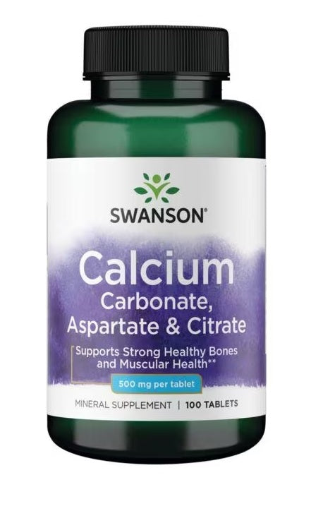 Swanson: Calcium Carbonate, Aspartate & Citrate, 500mg - 100 tablets