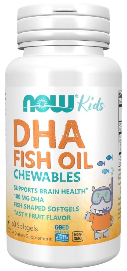 NOW Foods: DHA Kids Fish Oil Chewables, 100mg - 60 softgels