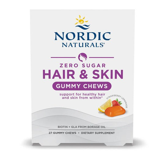 Nordic Naturals: Hair & Skin Gummy Chews, Strawberry Lemonade - 27 gummy chews