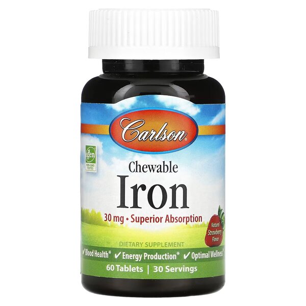 Carlson Labs: Chewable Iron, 30mg Strawberry - 60 tablets