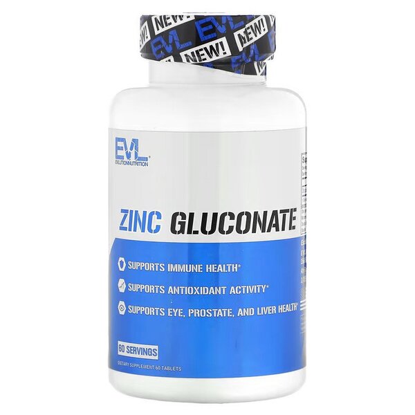 EVLution Nutrition: Zinc Gluconate - 60 tablets