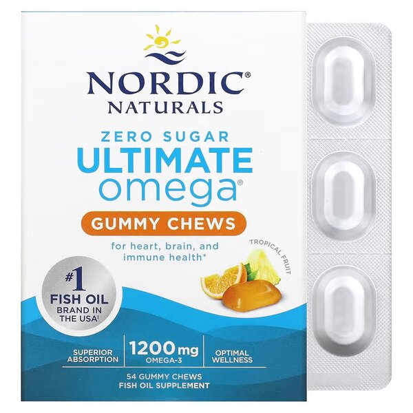 Nordic Naturals: Ultimate Omega Gummy Chews, 1200mg Tropical Fruit - 54 gummies