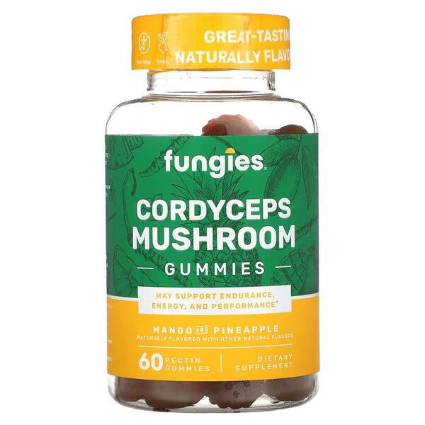 Fungies: Cordyceps Mushroom Gummies, Mango & Pineapple - 60 gummies