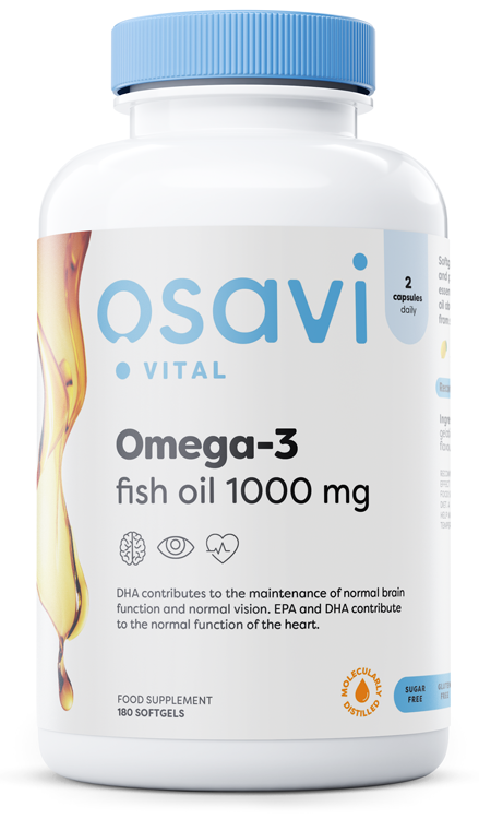 Osavi: Omega-3 Fish Oil Molecularly Distilled, 1000mg (Lemon) - 180 softgels