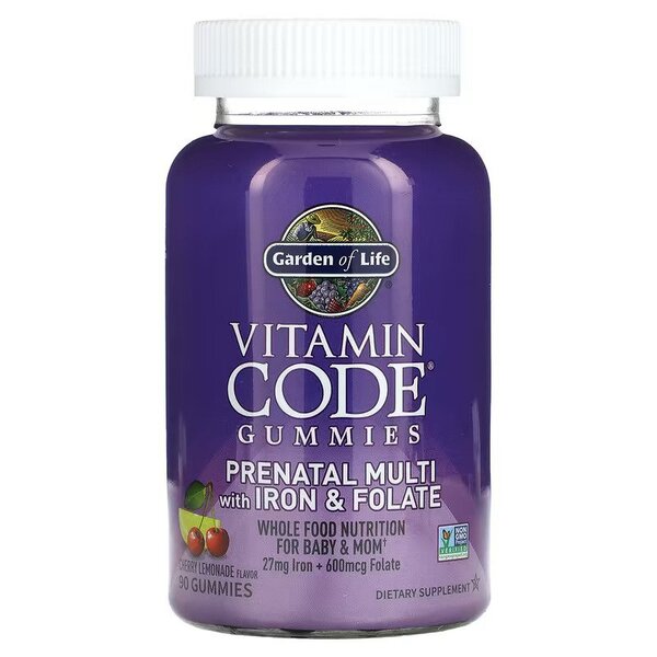 Garden of Life: Vitamin Code Prenatal Multi with Iron & Folate Gummies, Cherry Lemonade - 90 gummies