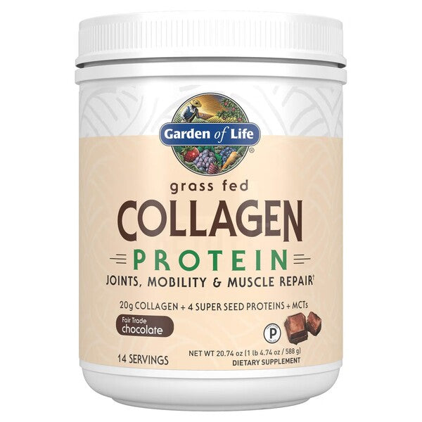 Garden of Life: Grass Fed Collagen Protein, Chocolate - 588g