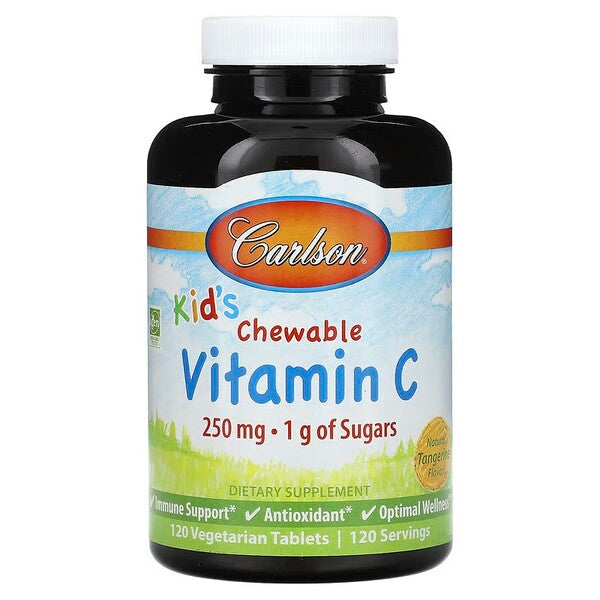 Carlson Labs: Kid's Chewable Vitamin C, 250mg Natural Tangerine - 120 vegetarian tablets