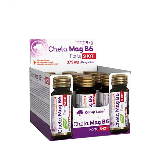 Olimp Nutrition: Chela Mag B6 Forte Shot, Cherry (EAN 5901330090097) - 9 x 25 ml.