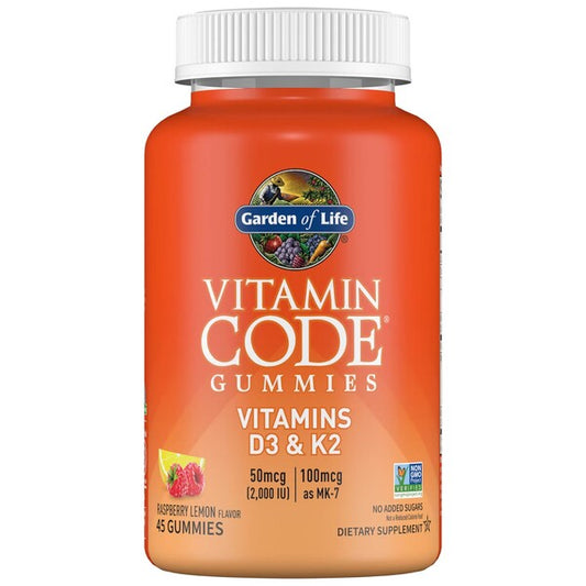 Garden of Life: Vitamin Code Gummies Vitamins D3 & K2, Raspberry Lemon - 45 gummies