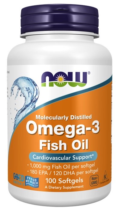 NOW Foods: Omega-3 Fish Oil, Molecularly Distilled - 100 softgels