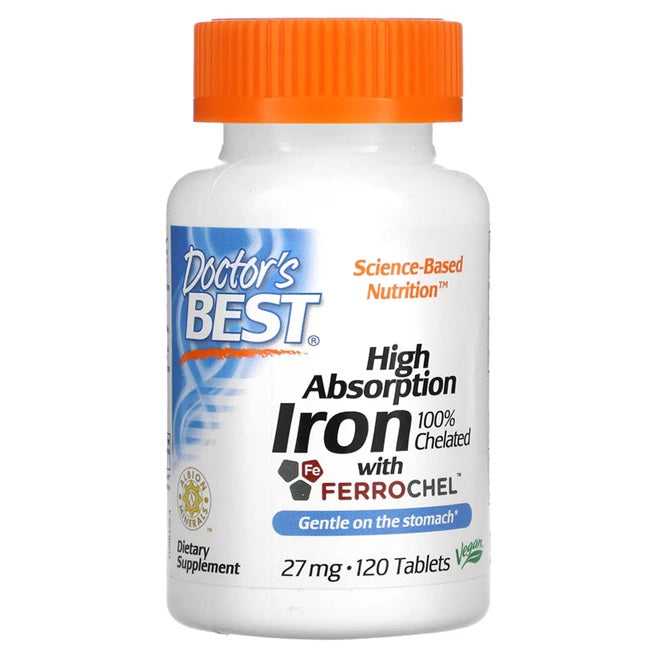 Doctor's Best: High Absorption Iron, 27mg - 120 tablets