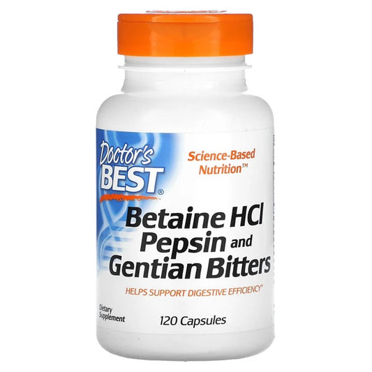 Doctor's Best: Betaine HCl Pepsin & Gentian Bitters - 120 caps