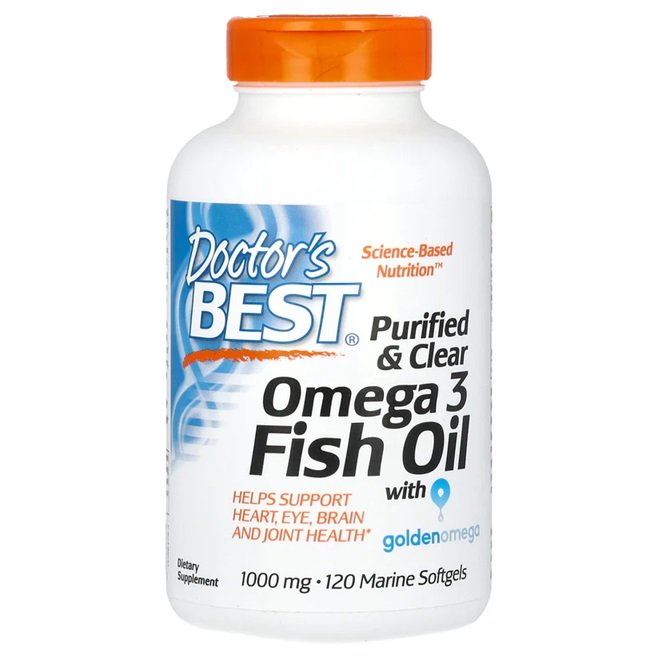 Doctor's Best: Purified & Clear Omega 3 Fish Oil, 1000mg - 120 marine softgels