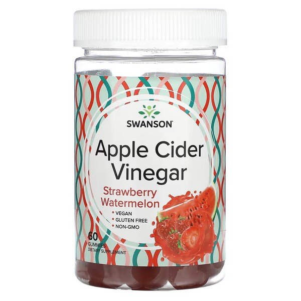 Swanson: Apple Cider Vinegar Gummies, Strawberry Watermelon - 60 gummies